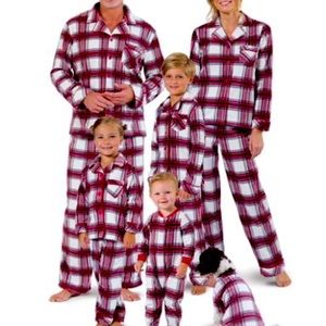 V.S black, red and white classic button down pajamas with drawstring waist.